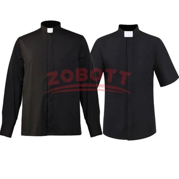 Catholic Clergyman Costume Women Men Ortodox Priest Shirt Tab Collar Church Uniform
