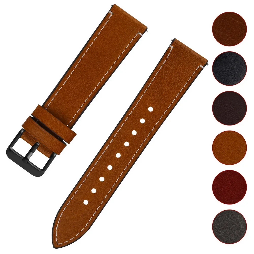 

Fullmosa Genuine Watch Band 20mm Leather 22mm Watch Strap for Galaxy 3 4 5 Huawei Amazfit Garmin Watch 18mm Smartwatch Band 24mm