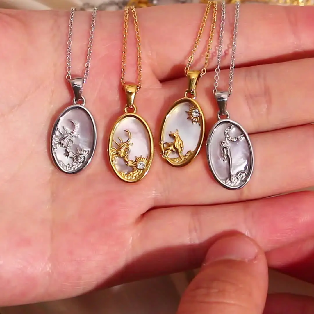 Женское Ожерелье из нержавеющей стали с фианитом 18 К