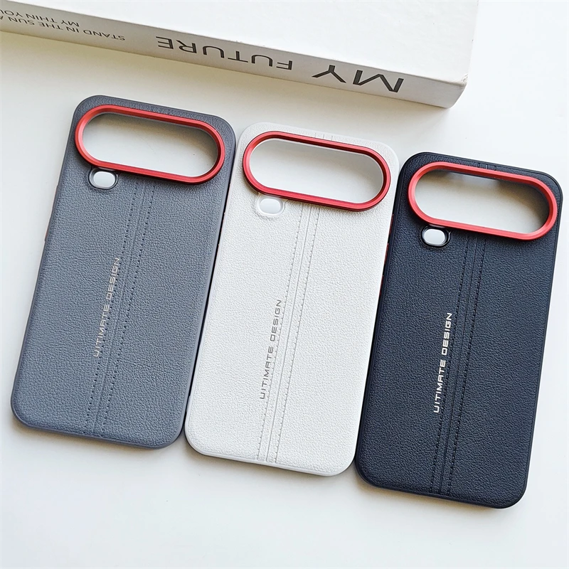 Elegant Shockproof Leather Case - Premium Hard Back Cover with Silicone Bumper