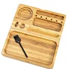 Backflip Bamboo Rolling Tray with Magnetic Lid Durable Rolling Tray with Cleaning Brush and Samll Rolling Tool 1