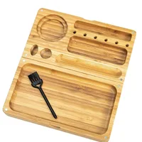 Backflip Bamboo Rolling Tray with Magnetic Lid Durable Rolling Tray with Cleaning Brush and Samll Rolling Tool 1
