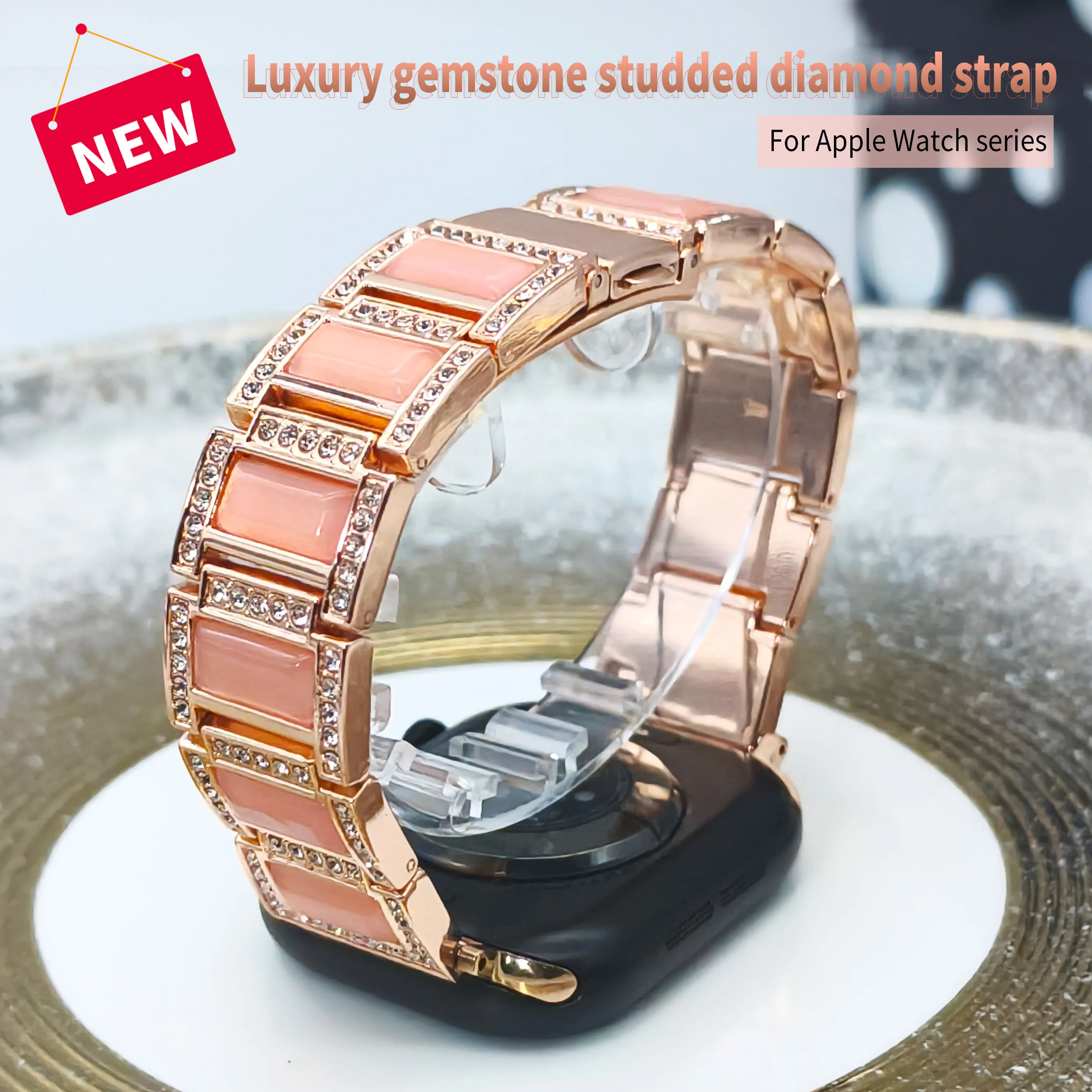 2025 hochwertiges, luxuriöses, mit Diamanten besetztes Edelsteinarmband für Apple Watch Ultra1/2 49 mm S10/S9/S8/S7-S3 für iwatch Serie 46/45/44/42