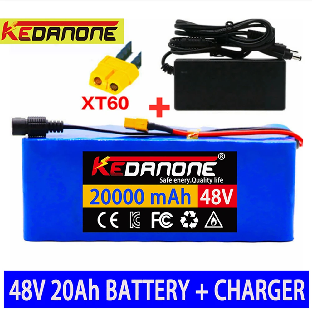 

New 48V 20000mAh 1000W 13S3P XT60/T Lithium ion Battery Pack 200Ah For 54.6v E-bike Electric bicycle Scooter with BMS