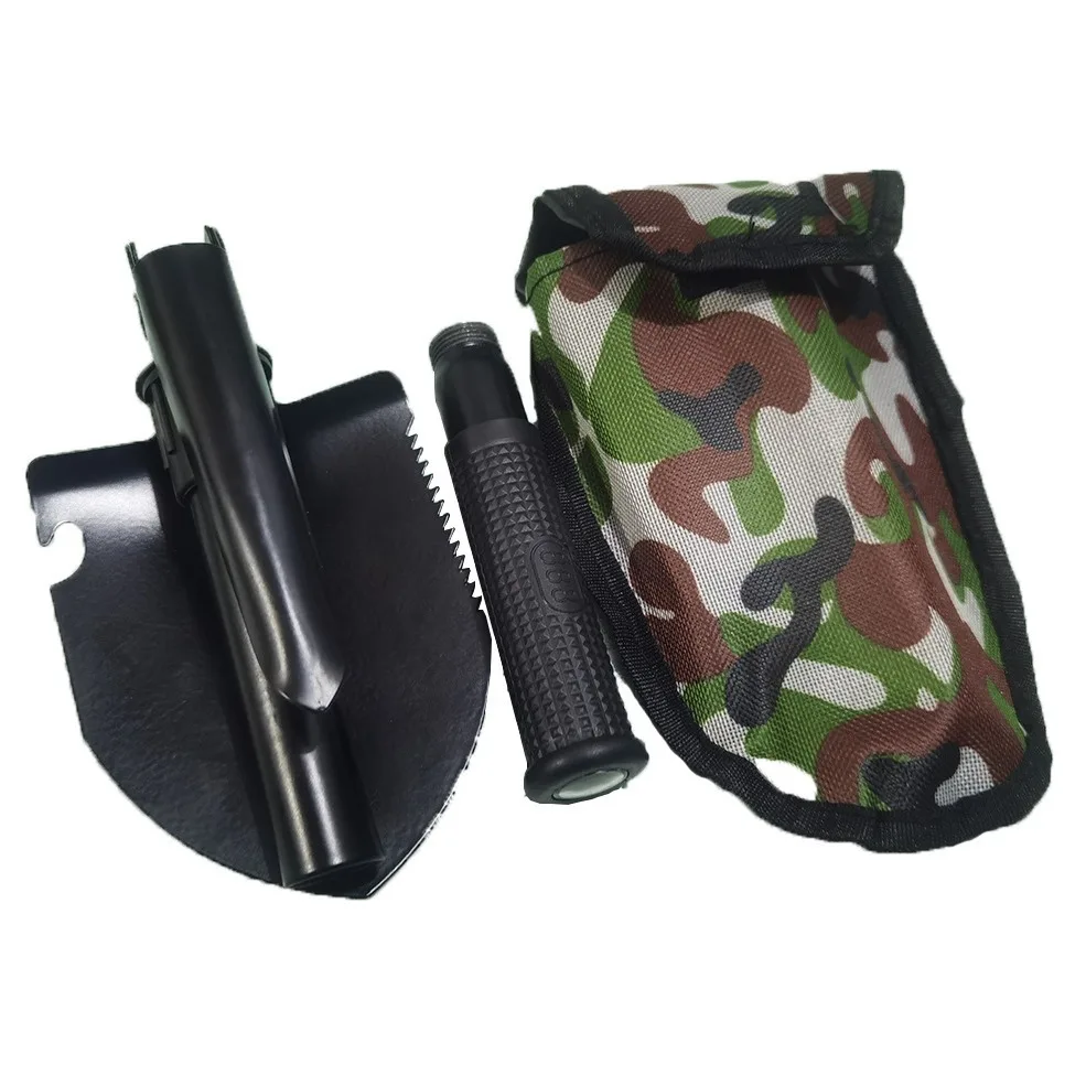 Multi functional folding car mounted four in one stainless steel life saving shovel camping car mounted small outdoor engineer s