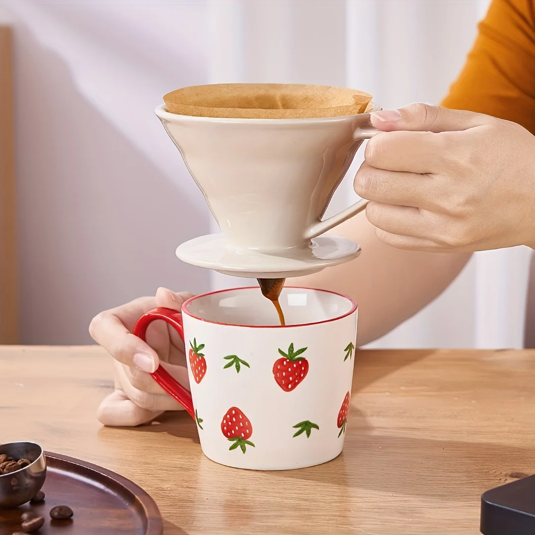 Premium Ceramic Pour-Over Coffee Dripper Set – Complete Coffee Brewing Kit with Mesh Filter for Travel and Outdoor Use