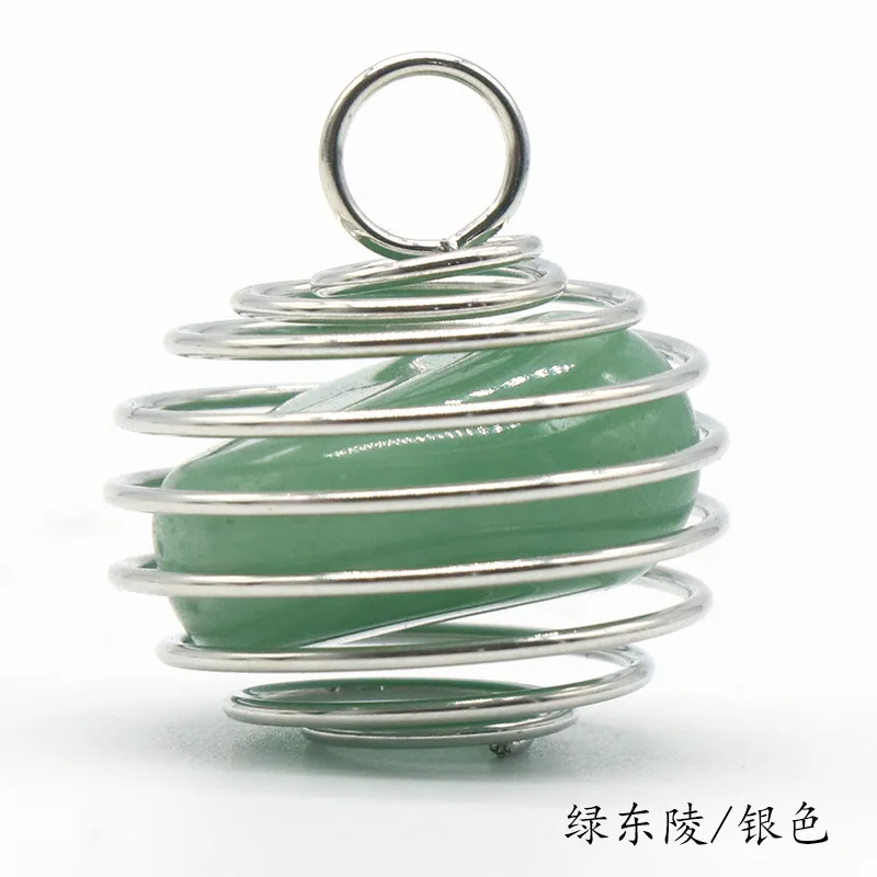 20pcs  Natural Crystal Stone Copper Wire Wound Spring Pendant  Amethyst Rose Quartz Charms Jewelry Making