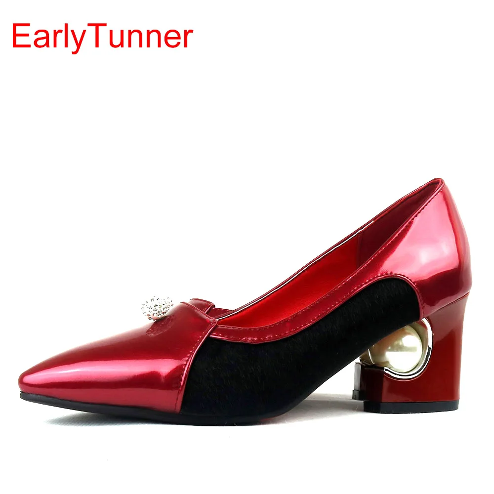 

Brand New Hot Sales Women Pumps Red Sliver Apricot Black Ladies Fashion Office Shoes EY26s Med Heels Plus Big Size 12 31 48