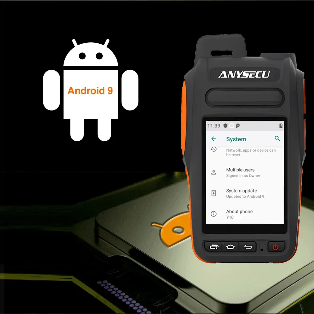 Anysecu Y18 4G Network Radio Y15 Upgrade Android 9.0 with WIFI GPS Mobile Phone Work With Zello Real-ptt walkiefleet POCstar 6