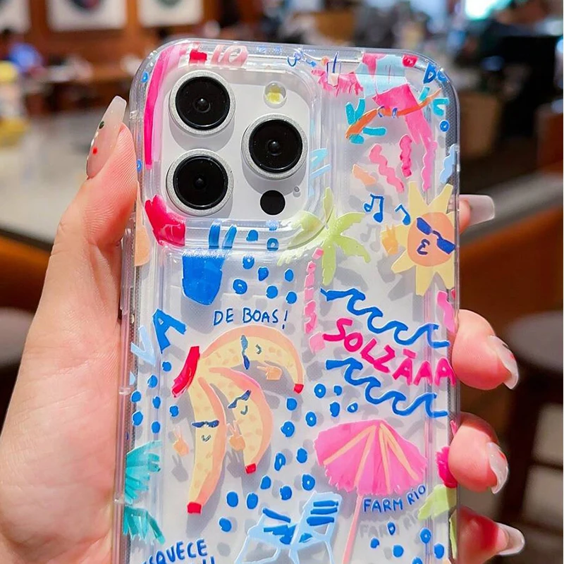 Elegant Flower Pattern Shock-Absorption Transparent Phone Case
