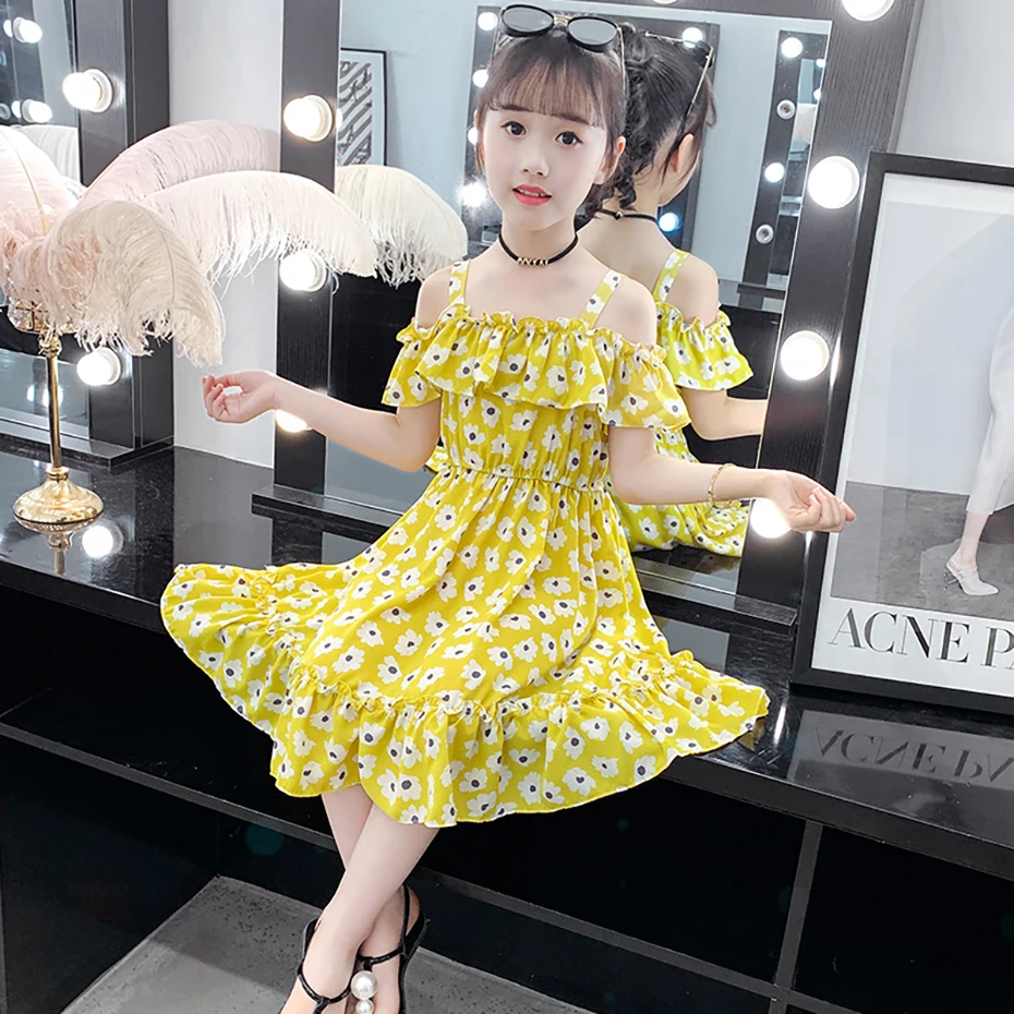 여아용 플로랄 패턴 드레스, 원피스 캐주얼 스타일 코스튬, 여름 원피스, 6, 8, 10, 12, 14