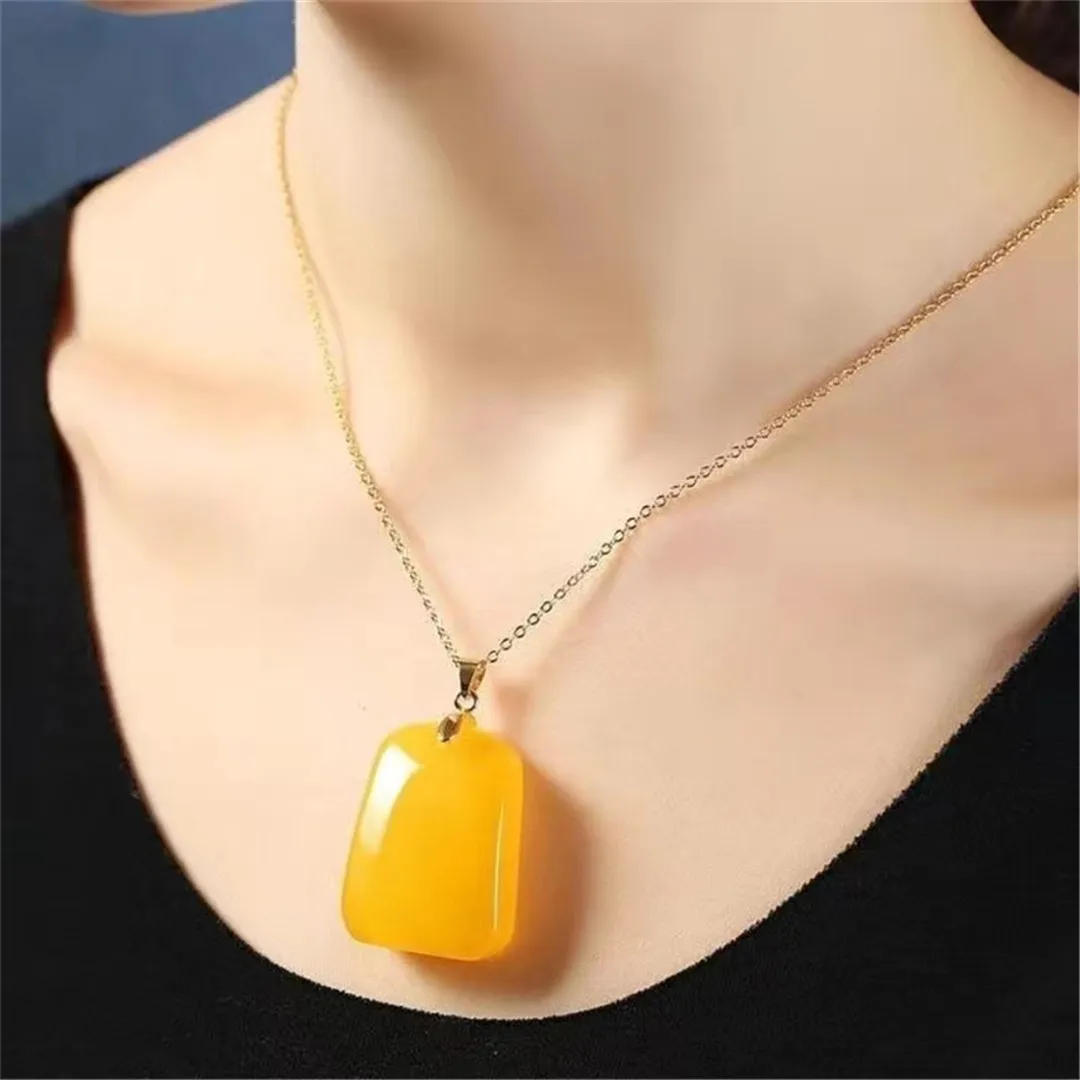 천연 앰비어 펜던트 목걸이, 실버 주얼리, 힐링 크리스탈 뷰티, 사랑 선물, 원석 비즈, 에너지 스톤 AAAAA
