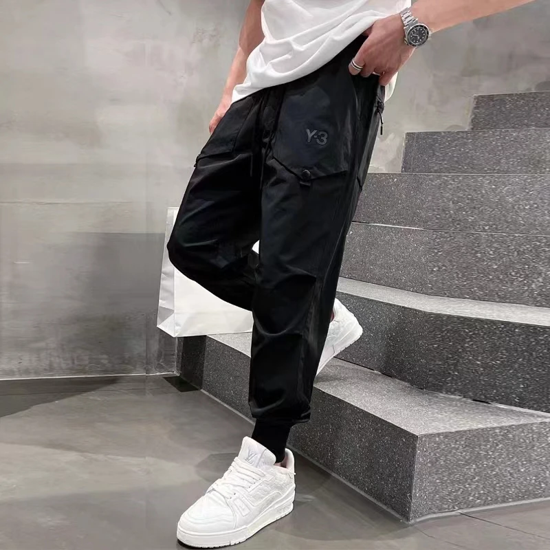 

Yohji Yamamoto Y3 Men's Casual Pants Japanese Autumn Letter Y-3 Printed Slim Fit Straight Tube Trousers Elastic Waist Leggings