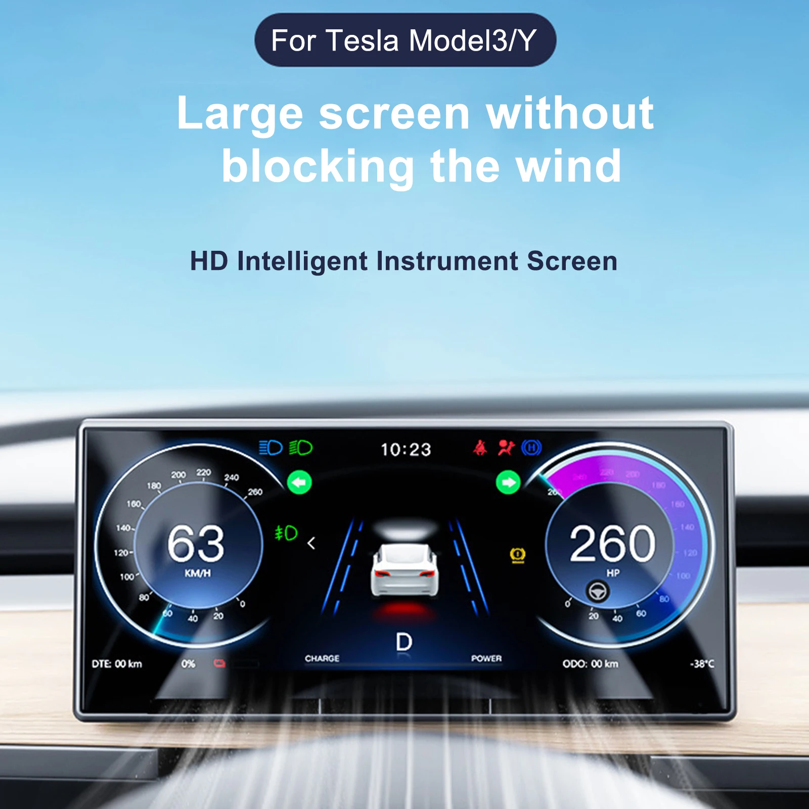 

New 8.9Inch LCD Dashboard Head-Up Display for Tesla Model 3 Model Y Support Wireless Carplay Android Auto Ota Safe Driving