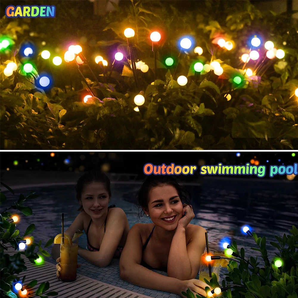 1pc 6/8/10LED Pack Solar Firefly Lights,Upgraded Solar Garden Lights Outdoor Waterproof Solar Swaying Landscape Outdoor Lights ﻿ 4
