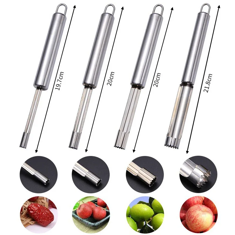 Kit 5 Vide-pommes En Acier Inoxydable - Différentes Tailles Pour Fruits Et Légumes - Dénoyauteur Facile à Utiliser