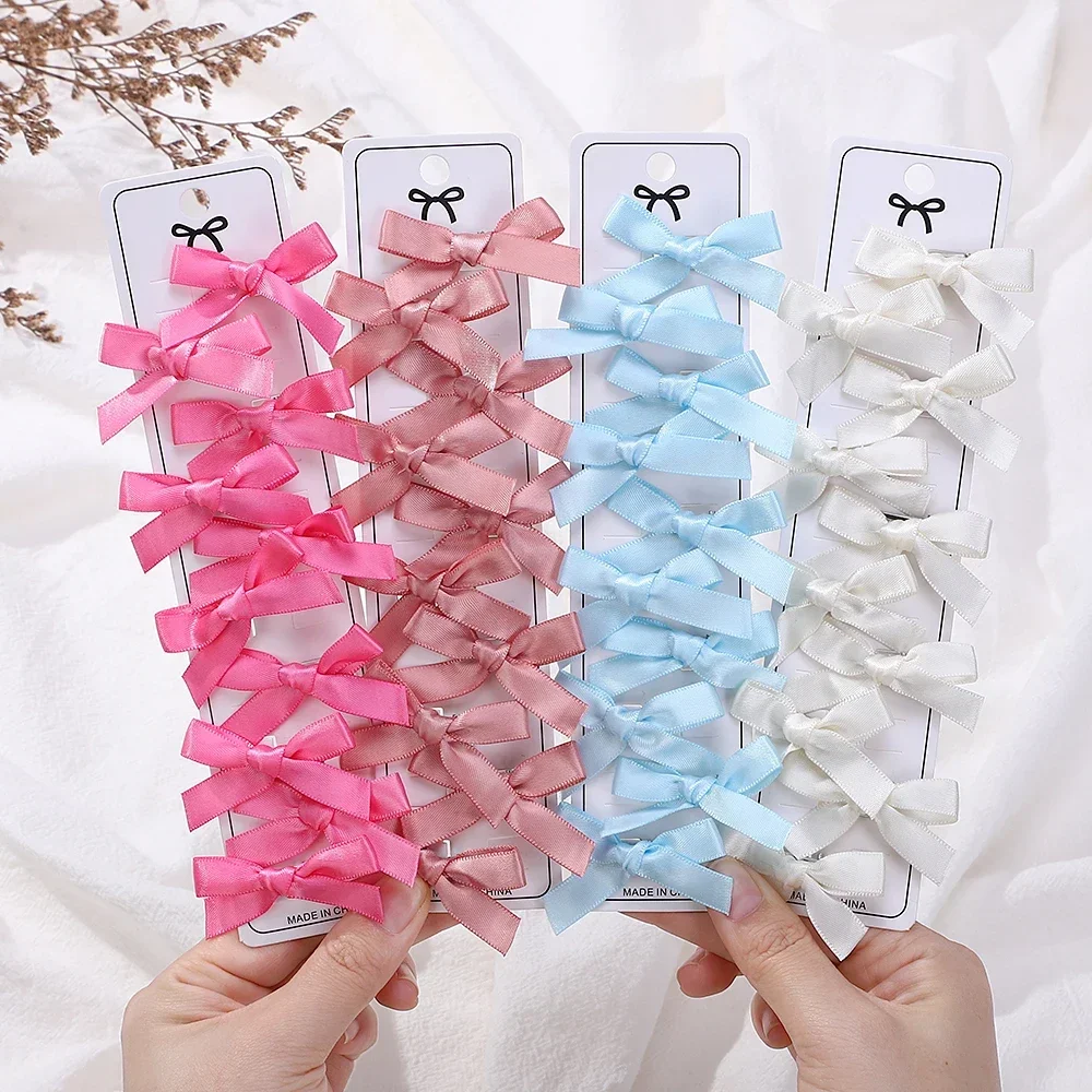 Children's Colorful Mini Hair Bow Clips - Pack of 10