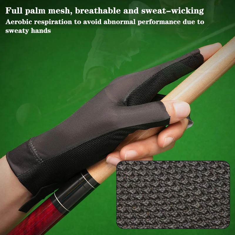 Billiards Glove Left Hand Three Finger Snooker Glove Non Slip Stickers Elasticity Training Accessories