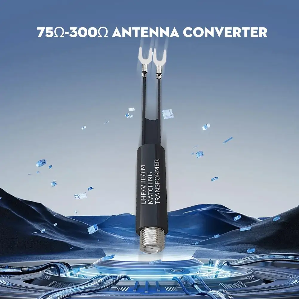 변압기 어댑터 UHF/VHF/FM/TV F 케이블 75-300 Ohm 발룬 안테나 매칭 변압기 어댑터 케이블 텔레비전 액세서리