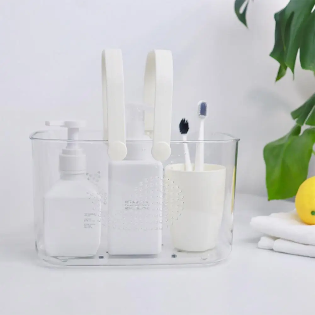 Shampoo Bathroom Rack Bathroom Storage Basket Hollow Out Holes Drainage Transparent Hanging Storage Save Space Deep Household St