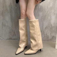 Women Chunky High Boots Pointed Toe Sexy Solid Color Design  Autumn and Winter New 2024 Trend Retro Fad Woman Boots Size 35-42 - Image 3