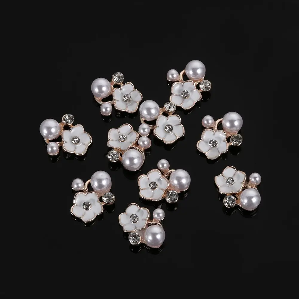 10 teile/satz Blume Scrap booking Strass Knöpfe Perlen knopf Hochzeits dekoration DIY Legierung Kristall bogen Zubehör – Detail 3