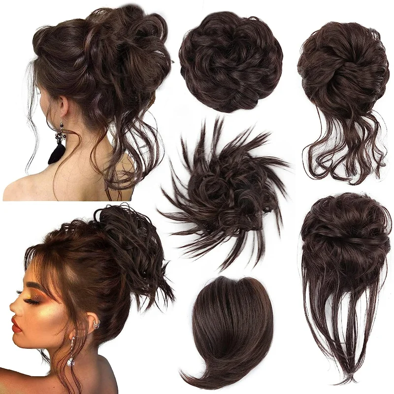 5 messy bun hair patches for women's bun hair patches messy curly for extensions ponytail elastic
