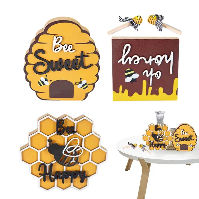 

Украшение в стиле дня пчелы, деревянное украшение ручной работы, центральный декор для пчелы, деревенский фермерский Декор