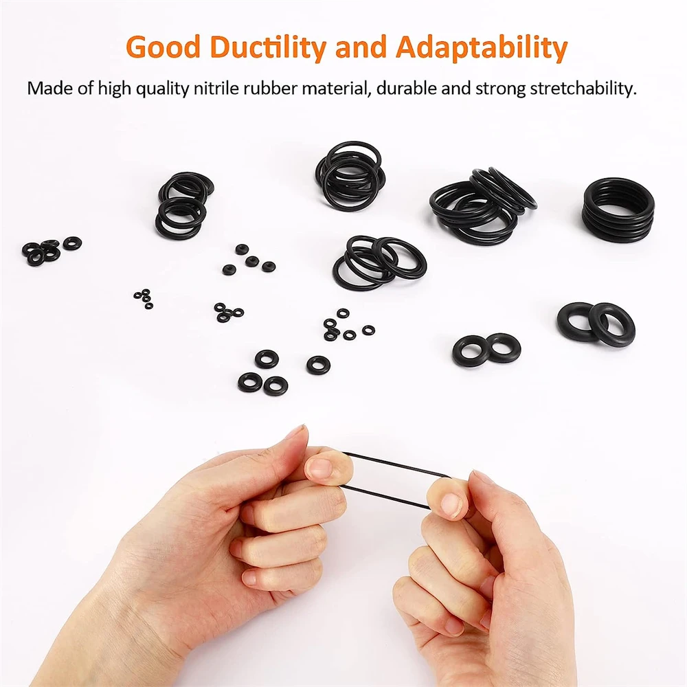Nitrile O-Rings Sealing Gasket Set 225-1225pcs Rubber O Rings Kits Black High-Pressure Corrosion Oil Resist Washer For Repair