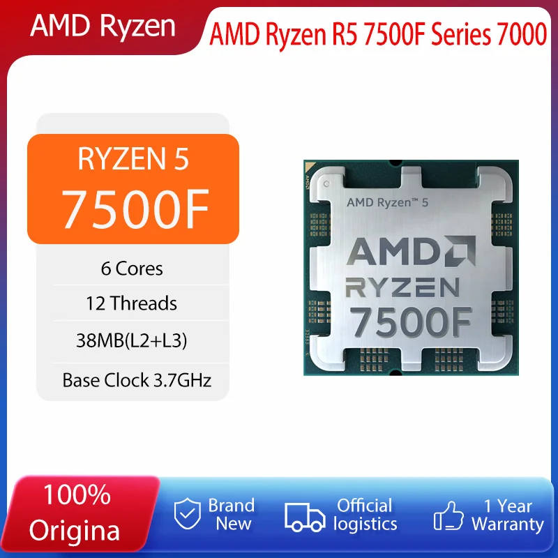 AMD Ryzen 5 7500F CPU 5.0GHz 6 rdzeniowy 12 wątek 32MB