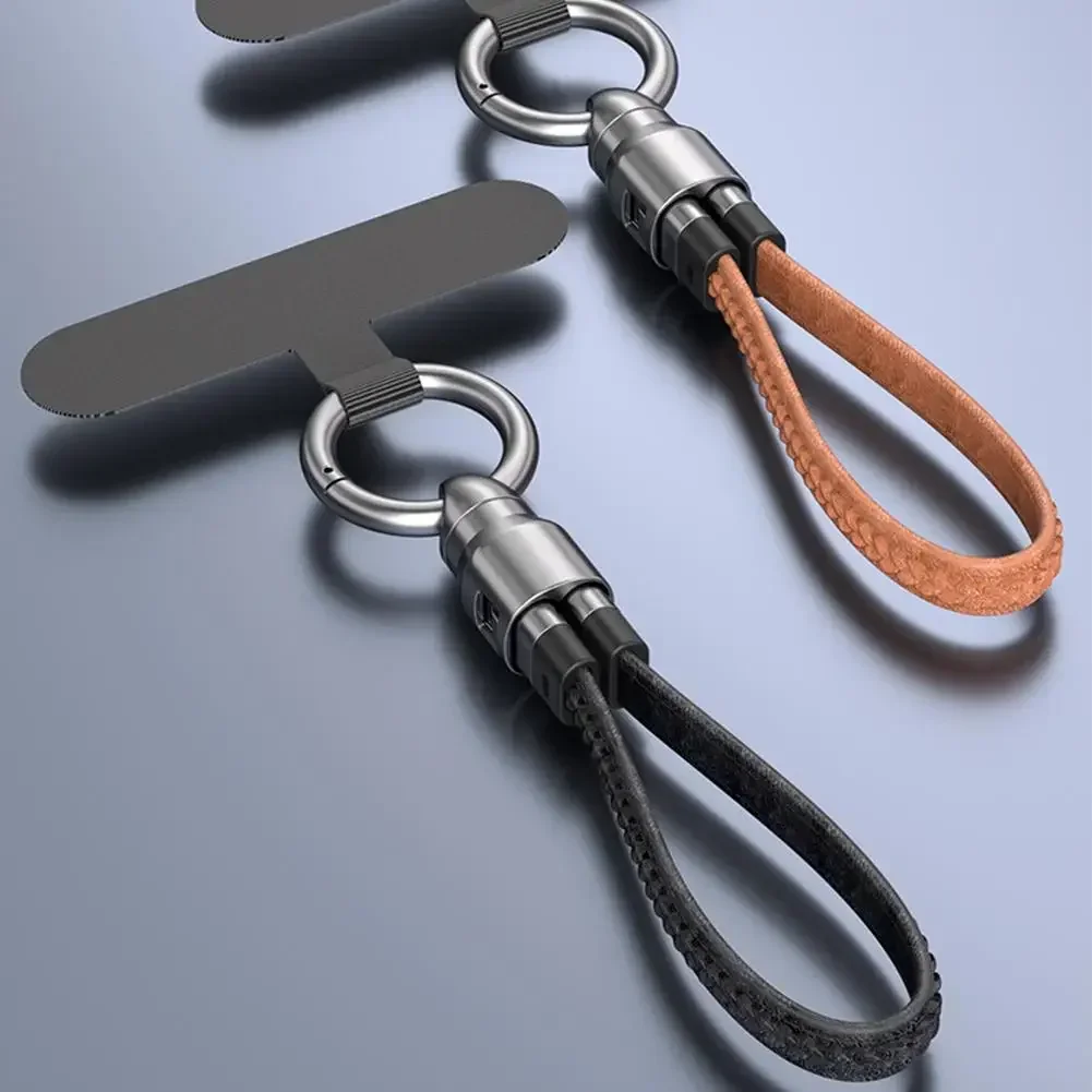 2 in 1 240W Fast Charging Cable Genuine Leather Lanyard Data Cable for iOS Android Charger Cord Computer Power Cable