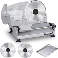 Meat Slicer, 200W Electric Food Slicer with 2 Removable 7.5" Stainless Steel Blades and Stainless Steel Tray 1