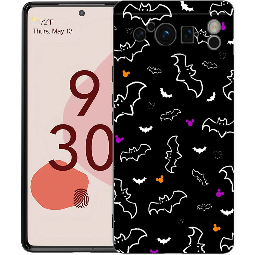Handyhülle für Google Pixel/9/8/7/6/7A/6A/Pro, stoßfest, weiches TPU, 9/Pro/XL, Schale, Capas, Halloween, Kürbis, Geister, Fledermaus-Muster – Detail 1