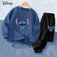 Spring Baby Girl Boy Clothes Set Children Disney Stitch Cartoon Print Sweatshirt Top and Pants Bottom 2Pieces Suit Kid Tracksuit 2