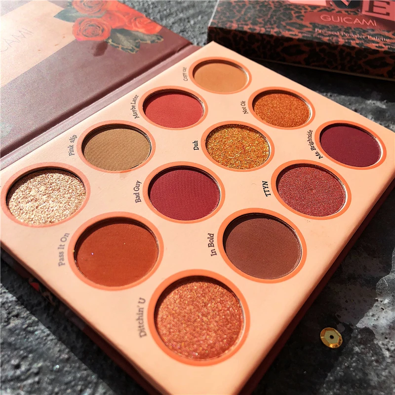 GUCAMI 12 Colors Shimmer Matte Eyeshadow Makeup Palette Sweet Talk Nude Glow Pigment Long Lasting Cosmetic Set