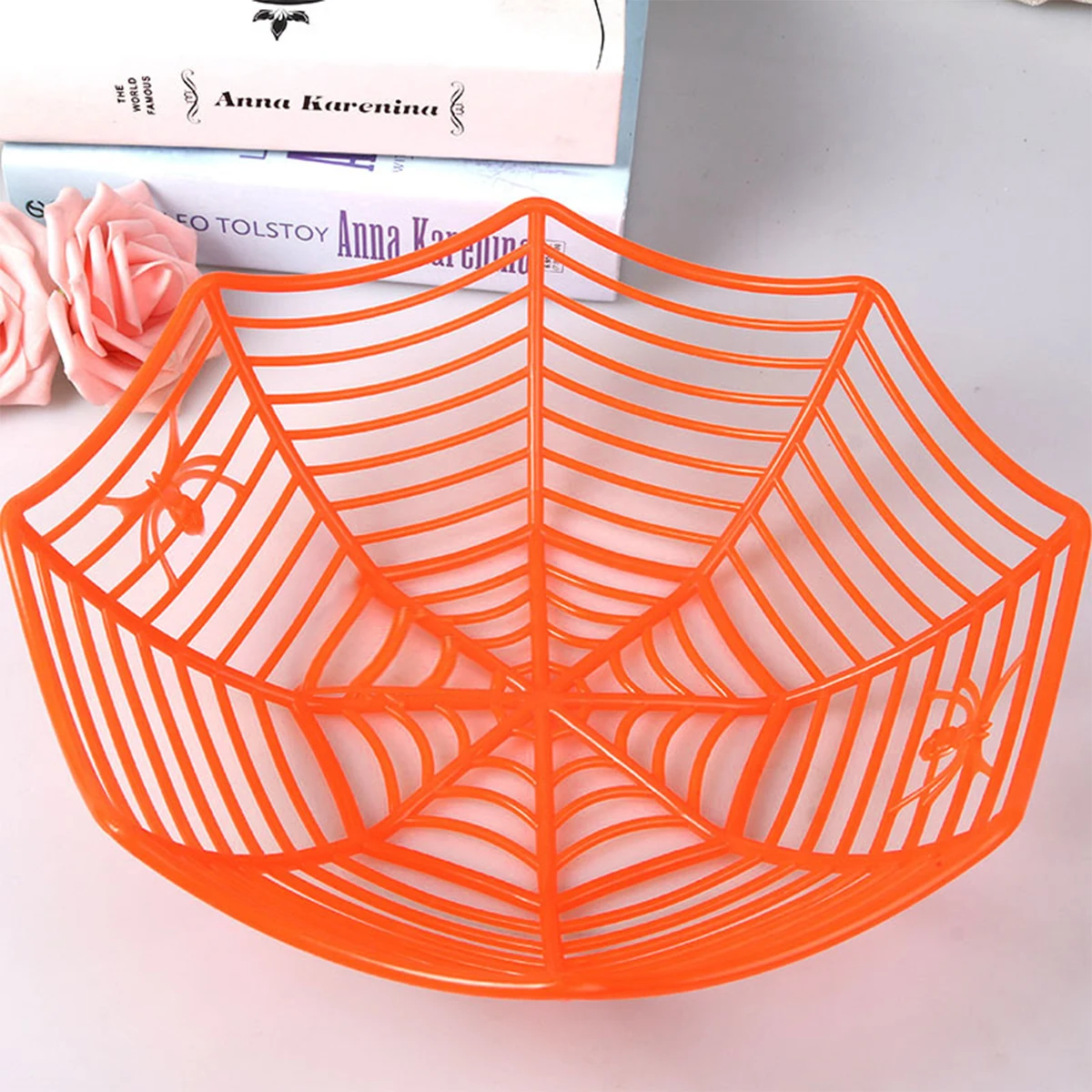 1PC - Halloween Props Spider Web Water Fruit Basket Holiday Snack Storage Plate Candy Plate Decoration