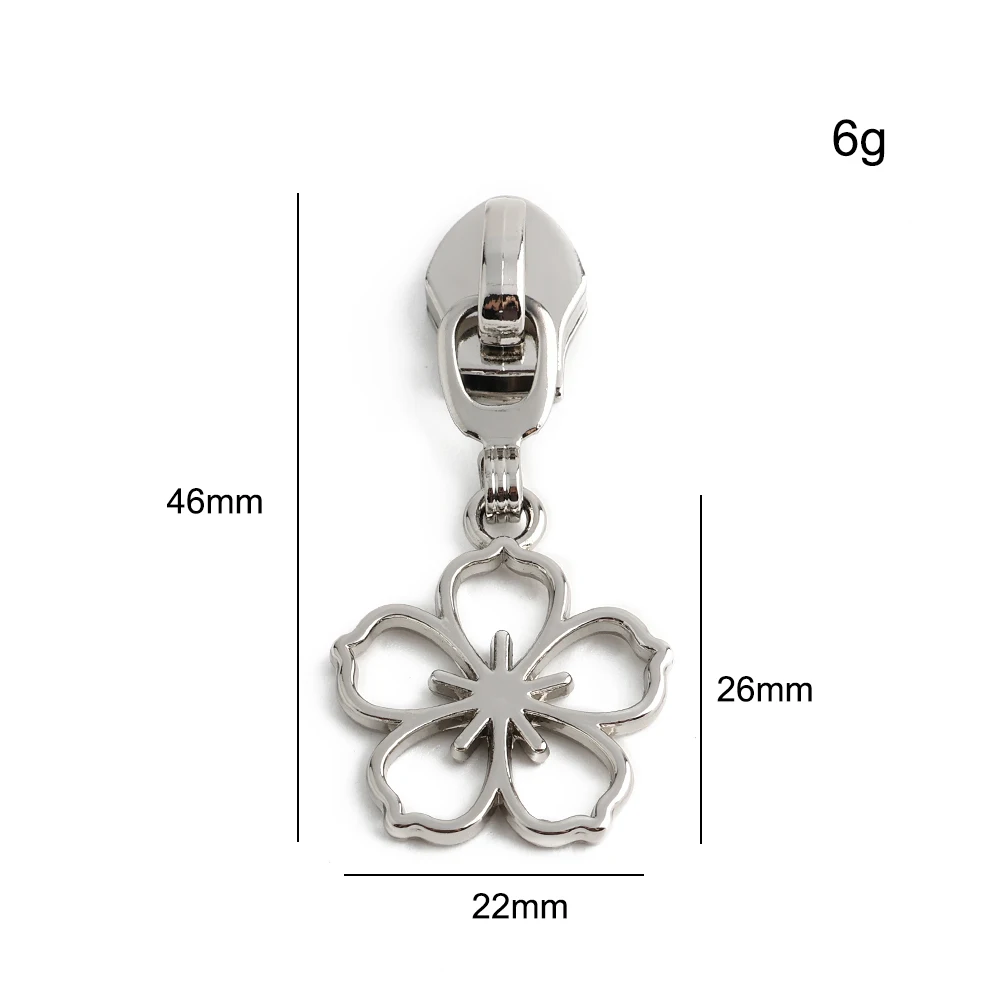 Metal Cherry Blossom Decorative Zipper Slider for Makeup Bags - Replaceable Heads DIY Accessories (5-20pcs)