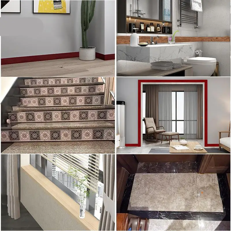 Realistic Wood Grain Repair Duct Tape Furniture Renovation Adhesive Skirting Waist Line Floor Stickers Home Decor Improvement