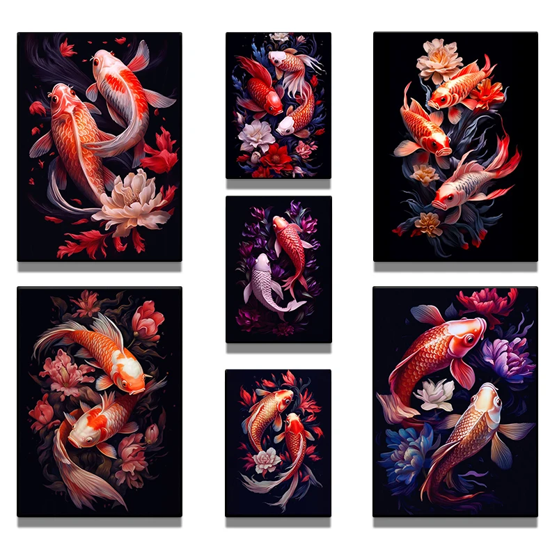 KoiFishposterJapaneseRedCarpArtPaintingKoiCanvasPrinting