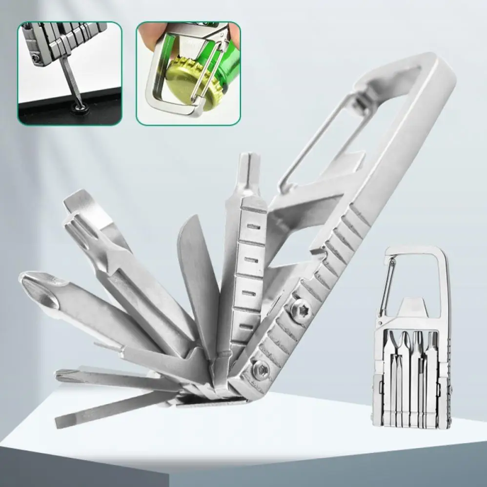 12 In 1 Multitool Keychain Portable Pocket Tool For Bicycle Repair / Household Stainless Steel Screwdriver Tools Kit