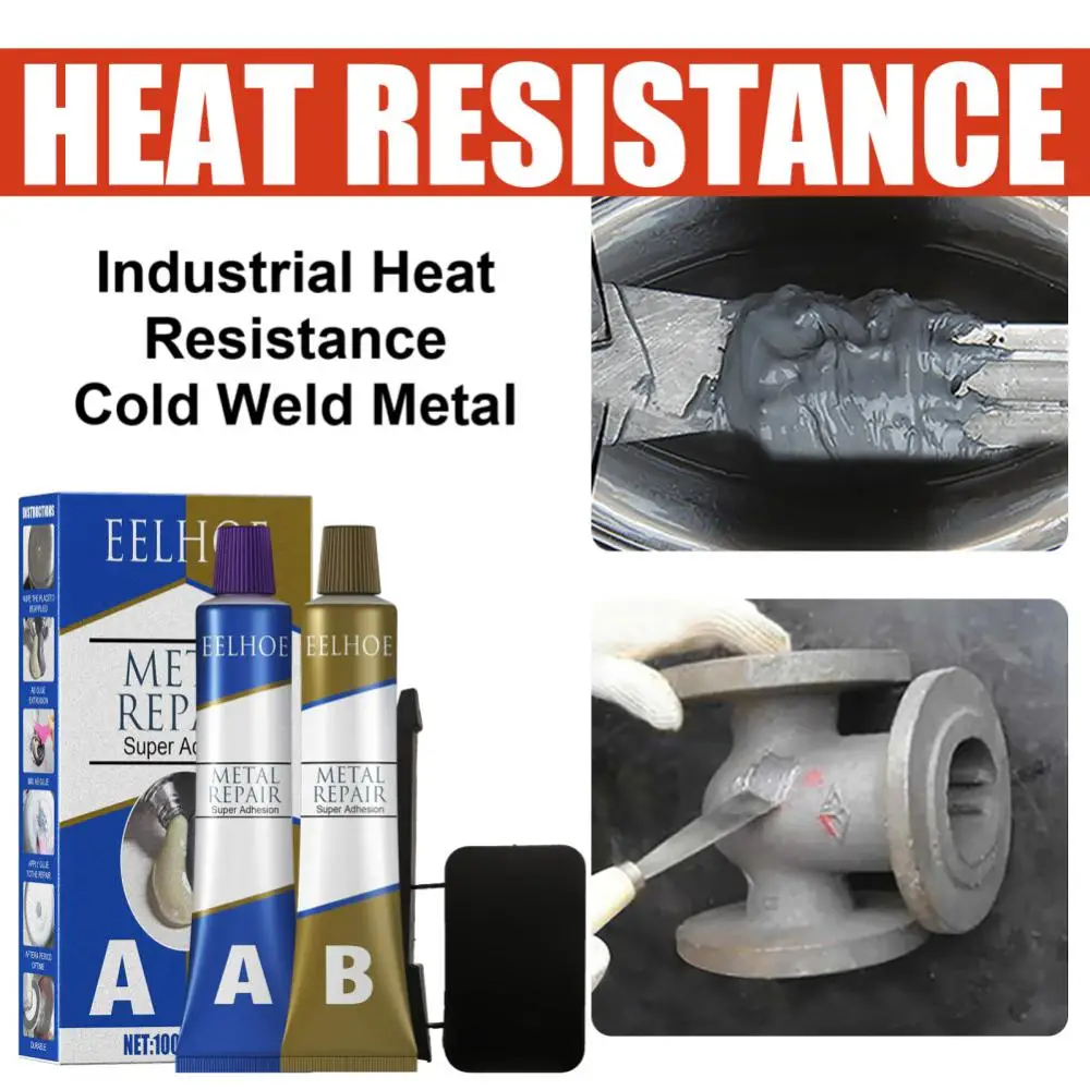 Description Picture 3 of itemAB Metal Strength Glue Repair Iron Bonding Adhesion Heat Resistance Cold Weld Metal Repair Adhesive Agent Caster Glue Weld Tool