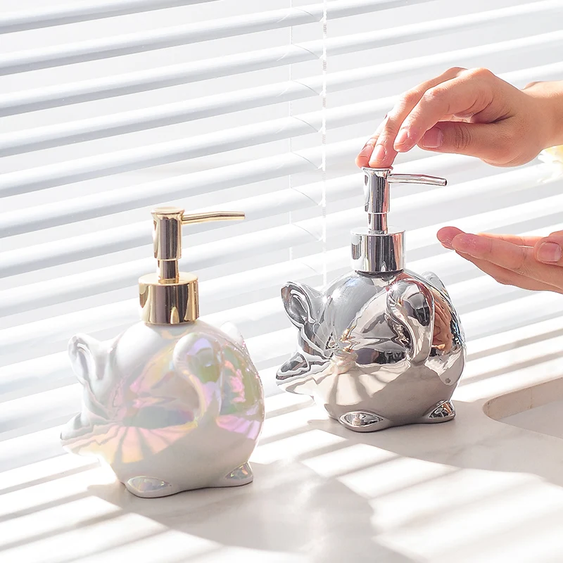 ตู้ทําสบู่การ์ตูนสร้างสรรค์เซรามิคขวดโลชั่นกดขวดย่อยเจลอาบน้ําแชมพูอุปกรณ์ห้องน้ําตู้น้ํา 1