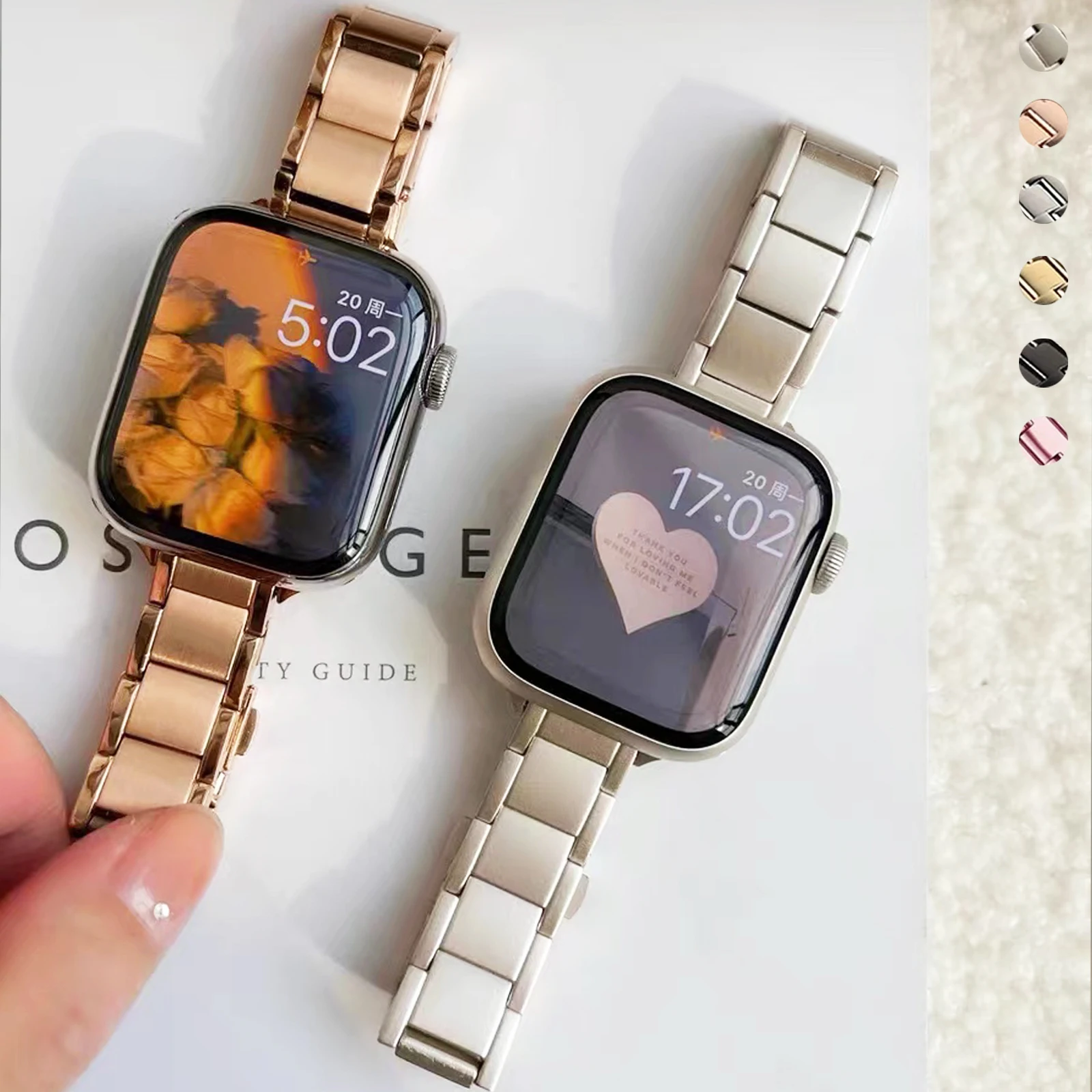 

Тонкий браслет Starlight из нержавеющей стали для Apple Watch Band Ultra 49 мм, женский браслет для iWatch 8 7 6 4 5 SE, женский браслет