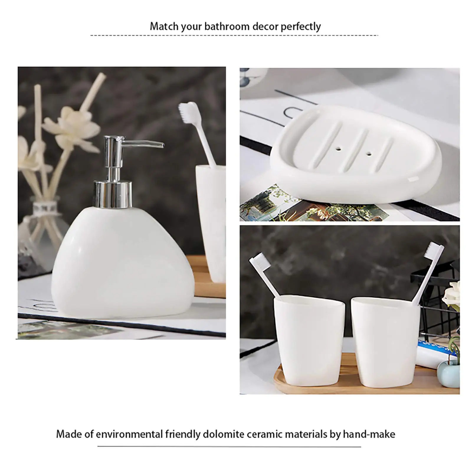 Soap Dispenser Toothpaste Dispenser Bathroom Accessories Set Ceramic Bathroom Accessory Set Luxury Bathroom Vanity Countertop Set Soap Dispenser Toothbrush Holder Soap Dish Supply