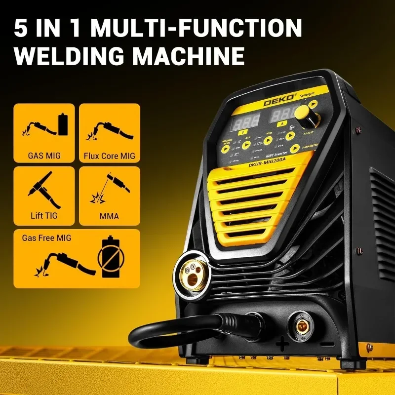 200A MIG/MMA Welder, DC Inverter Welding Machine,110V/220V Fully Digitally Control with Wire Brush,Earthing Cable,Digital Panel 2