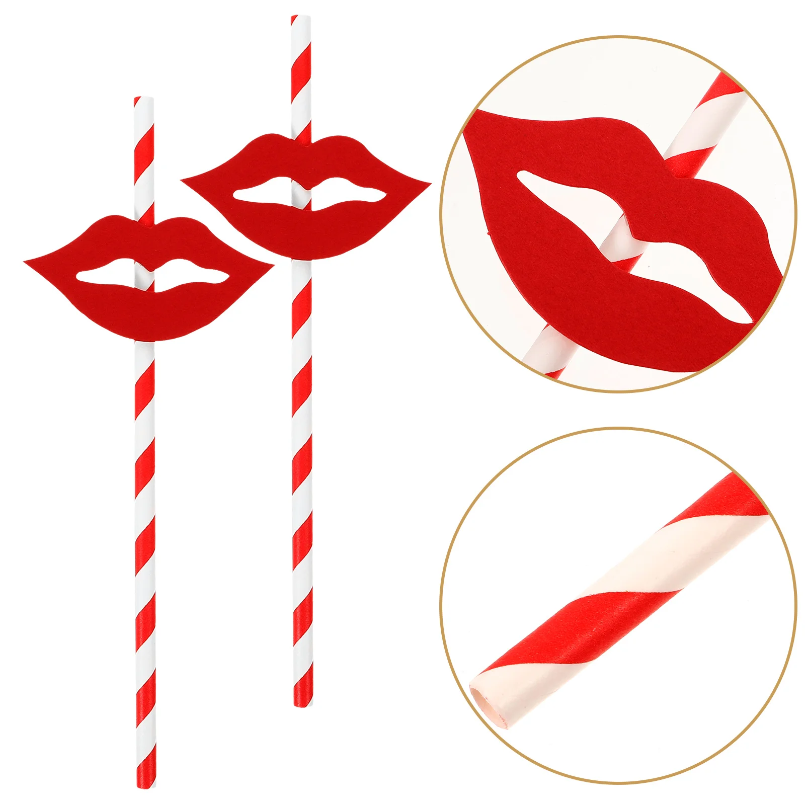 40 PCS Red Lip Straw Long Straws Paper Reusable Funny Party Supplies Smoothie Cocktail