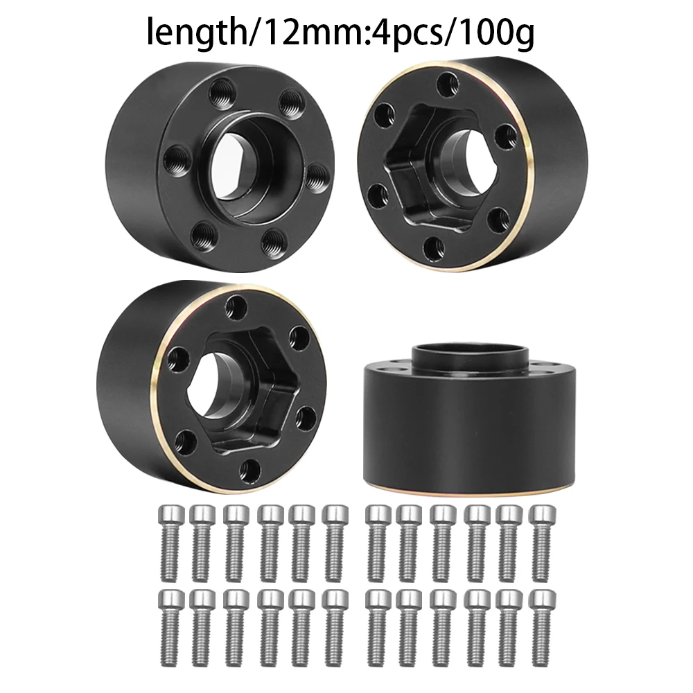 Pesi In Ottone Per Ruote RC - 4 Pezzi Da 22mm - Adattatori Per Mozzi Esagonali 12mm Per Crawler 1/10 - 2