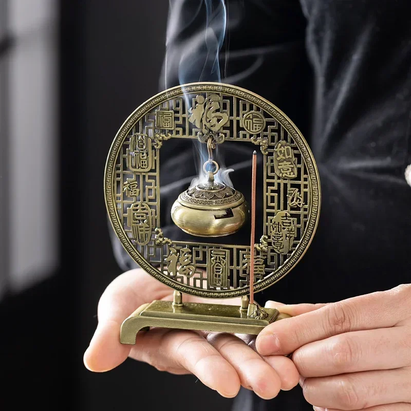 Five Blessings Chinese Incense Hanging Burner Sandalwood Small Lucky Cloud Non-stick Incense Burner Tea Incense Taoist Ornaments 2