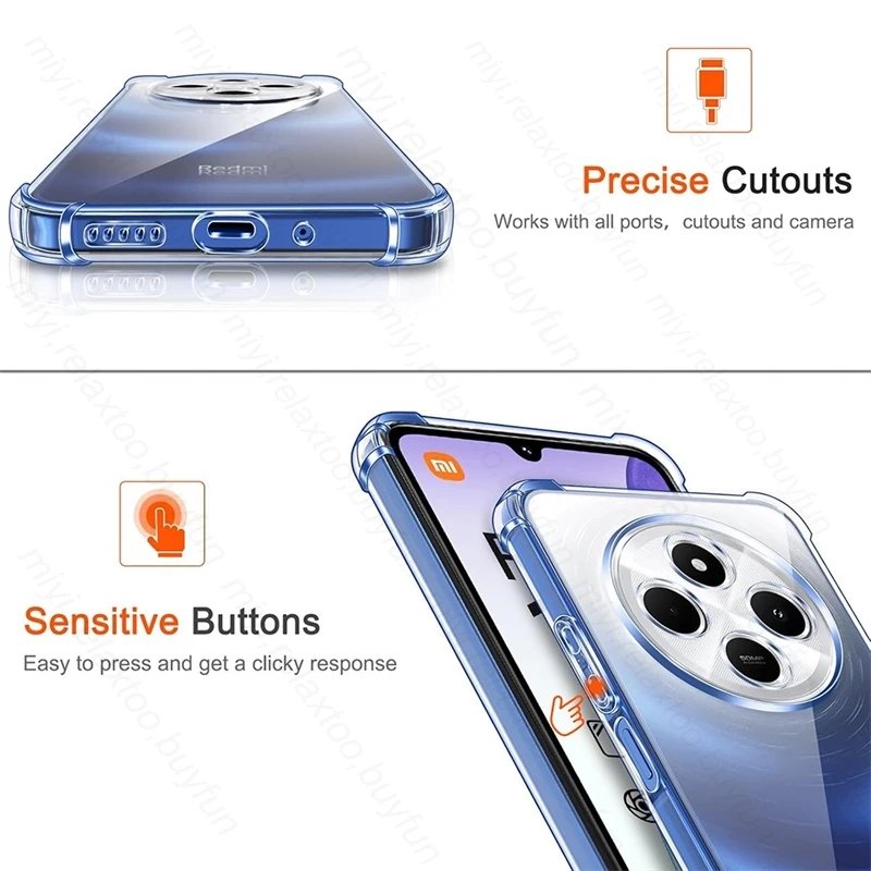 TPU Soft Transparent Protective Cover for Xiaomi Poco C75 Redmi 14C 4G Case Four Corners Shockproof Bumper Coque Fundas PocoC75 3