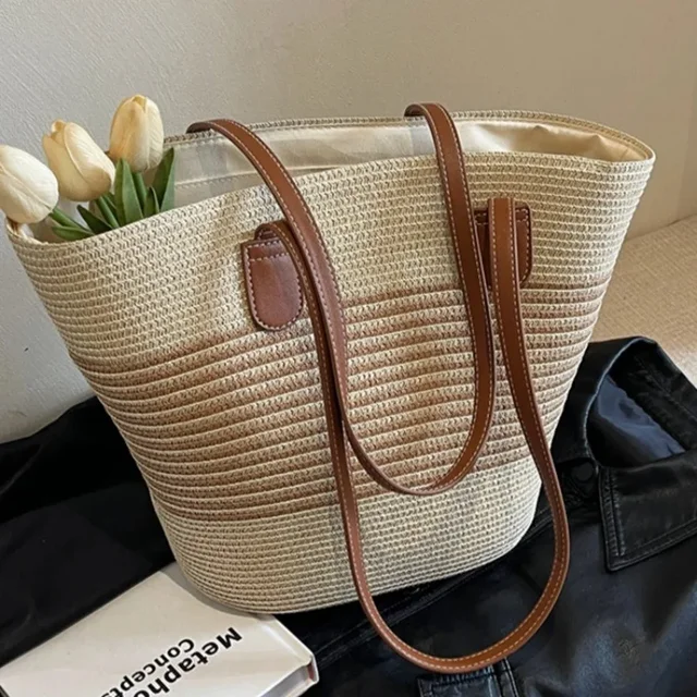 New 2025 Beach Straw Handbag - Large Summer Travel Shoulder Bag